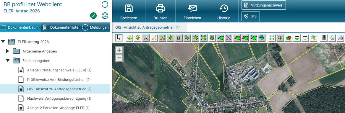 Programmansicht Agrarförderantrag/ELER-Antrag online